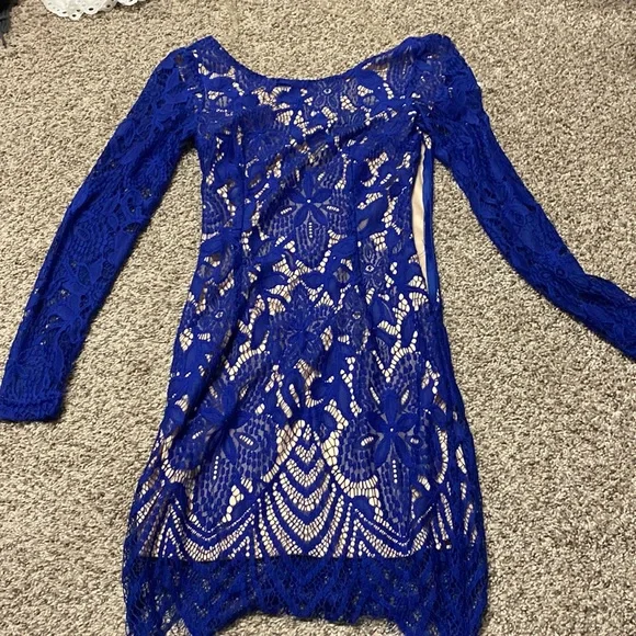 charlotte russe light blue dress Charlotte Russe Light Blue Lace/Embroidered/Open Back/Size S Junior